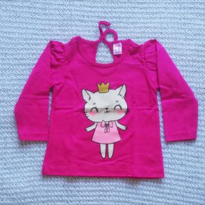 Remera jersey gatita manga larga rosa