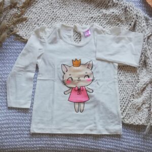 Remera jersey gatita manga larga beige