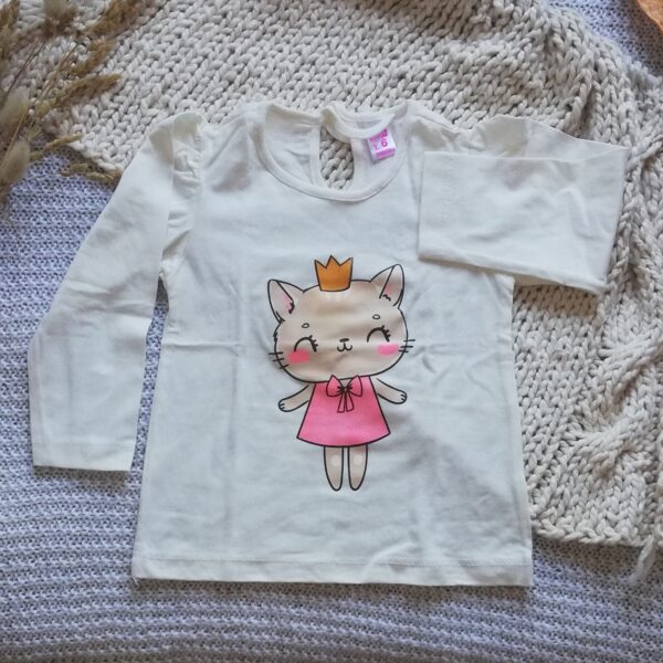 Remera jersey gatita manga larga beige