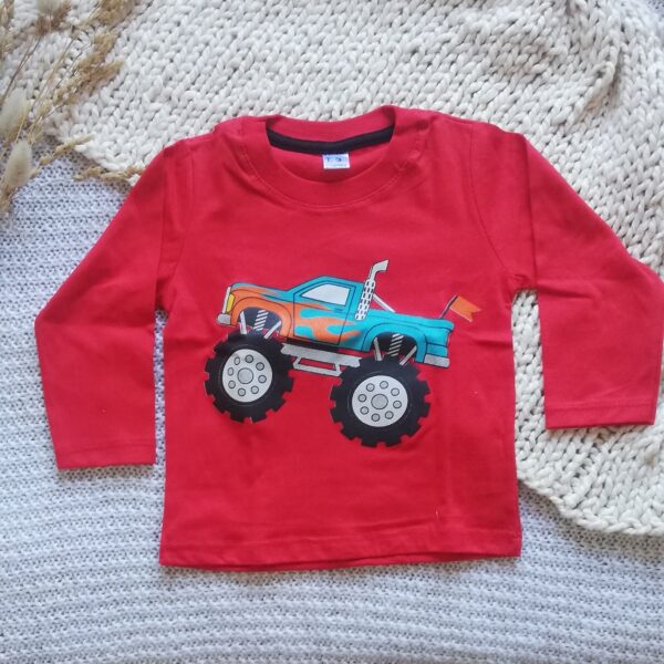 Remera bebe camion manga larga rojo